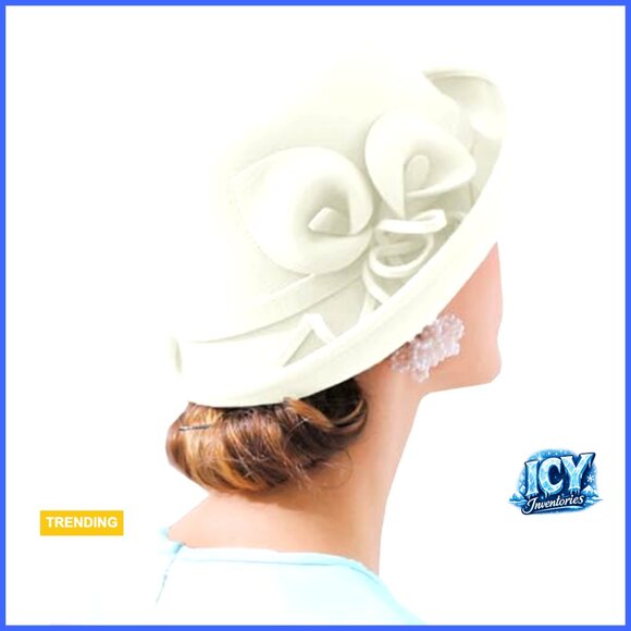 Wool Felt Bowler Hat Adjustable Derby Cloche Fascinator Wedding Church main image 2